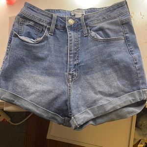 Blue denim shorts